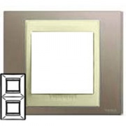 Рамка Unica хамелеон 2 поста вертикальная коричневый/бежевая