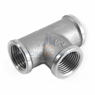 Тройник латунный резьбовой равнопроходный STOUT (ВР) - 1"1/2 (никелированный)