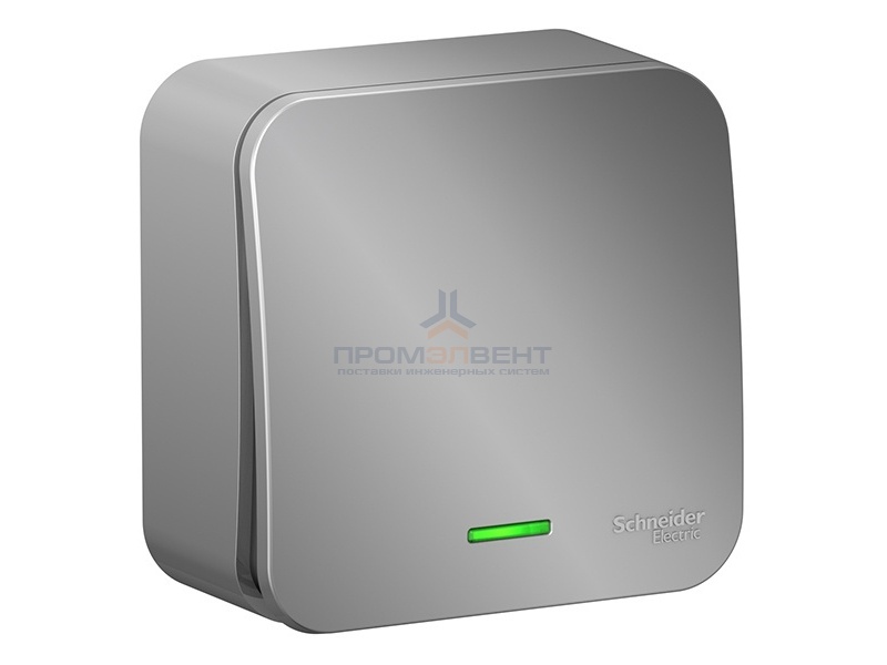 Выключатель 1-клавишный с подсветкой (cх.1) Blanca Schneider Electric 10А 250В алюминий из.пластина