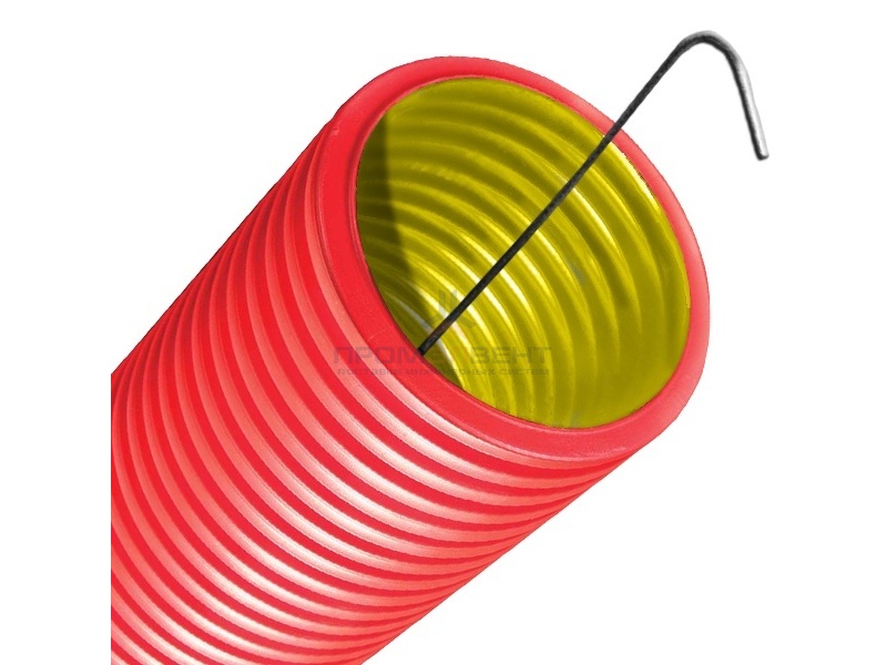 Труба двустенная гибкая DKC 90 мм, с протяжкой, с муфтой красная [бухта 50м]