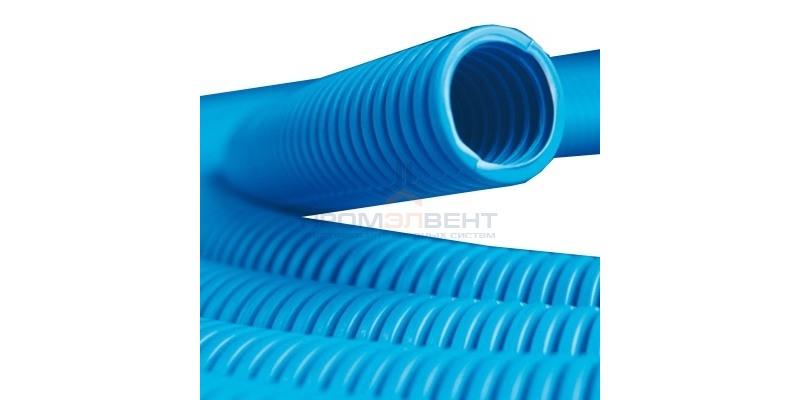 Труба ППЛ гибкая гофр. д.25мм, сверхтяжёлая с протяжкой, цвет синий [бухта 50м]