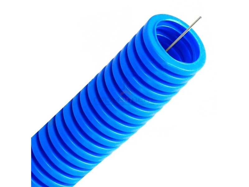 Труба ППЛ гофрированная DKC д.40мм, лёгкая с протяжкой, цвет синий [бухта 20м]