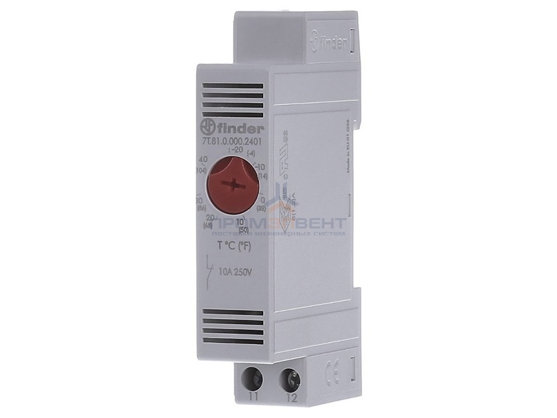 Модульный промышленный термостат NC контакт; диапазон температур (-20 … +40) °C на DIN-рейку
