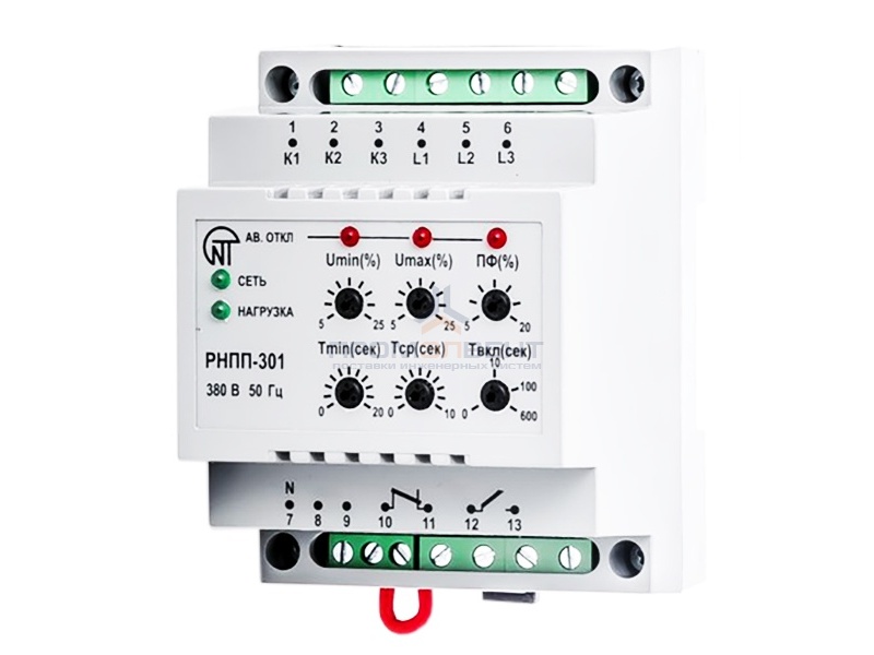 Трехфазное реле контроля напряжения/перекоса фаз РНПП-301 5А на DIN-рейку